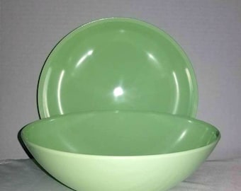 Vintage Melamine Jadeite Bowls,Set of 2,Pastel Green Bowls,Melmac Bowls, Retro Kitchen,Jadeite,Glamping,Picnic Dishes,Melmac Serving Bowl