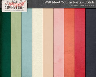 Paris digital download scrapbooking paper, French digital scrapbook paperpack, backgrounds, solids, textures, romantic, love, travel