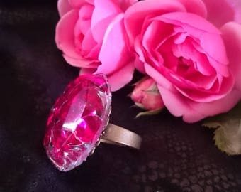 Original gift ring my FUCHSIA CRYSTALS