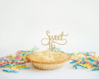 Sweet 16 Cupcake Toppers, 12 CT, Happy Birthday, Sweet Sixteen Celebration, 16th Birthday for Daughter, Son, Glitter Sixteen Decorations