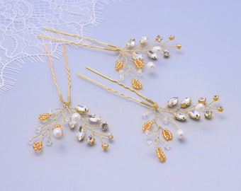 Rhinestone Hair Pins, Bridal Hair Piece, Wedding Headpiece, Bridal Hair Pins, Pearl Hair Pins, Pearl Headpiece, Crystal Hair Pins