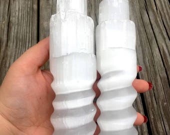 Selenite Twist Tower