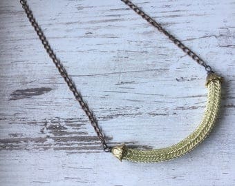Double viking knit golden coloured necklace