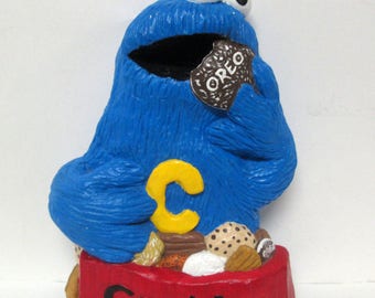 Sesame Street Cookie Monster Chalkware Wall Hanging Plaque Sign Oreo Rare