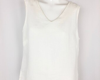 White Linen V-Neck Top || 100% Linen Tank by Bryn Walker || Linen Blouse