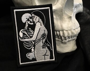 In Your Arms / Death Lovers Tarot / Skeleton Skull Dark Goth Punk Occult Patch / Embroidered Patch