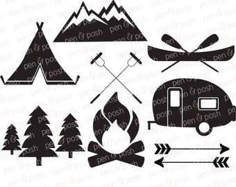 Camping SVG - Camping Clip Art - Camping Vector - SVG Files for Cricut - Campfire Svg - Camper Svg - Camp Svg - Camping - Summer