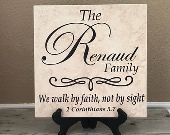 Personalized Family Sign, Name Tile, Family Gift, Wedding Gifts, Spiritual Gifts, Personalized Sign, Last Name Sign, Ceramic Tile, Gifts