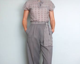 RARE 1930s silk with lame thread blouse // small