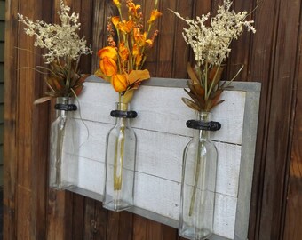 Rustic Wood Vase Trio Framed Wall Sconce 3 Rustic Wood Vase Trio Framed Wall Sconce 3
