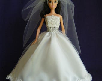 Barbie Wedding Dress, barbie wedding gown, barbie clothes, barbie doll clothes, barbie dress, fashion doll dress, fashion doll clothes