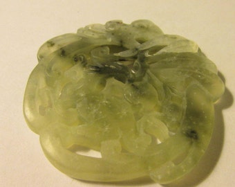 Chinese Carved Jade Pendant of Mythical Dragon, 2"