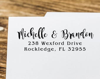 Return Address Stamp Names Self Inking - Calligraphy Font - Wedding Gift Bridal Shower Gift Realtor Gift Housewarming Gift E48