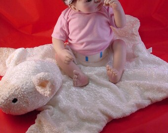 Artist Doll, Sheila Michael, 16 in baby with cuddly lamb, Very Good Cond