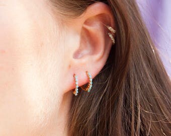 Small turquoise hoops - tiny silver hoop earrings - small hoop earrings - tiny gold hoops - turqouise hoops - gold hoops - hoops -E10387TUR