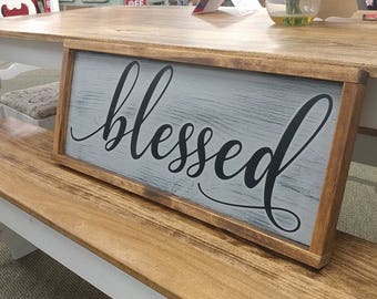 Large Blessed Wood Sign Framed, Blessed sign, Rustic decor, custom wood sign, Joanna Gaines, Fixer Upper, farmhouse decor, custom wall decor