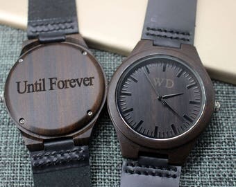 Wood Watches for Men Wooden Watch Natural Wood Leather Watches for Men Boyfriend Gift Engraved Watch Men Gifts for Dad Groom Gift Ideas
