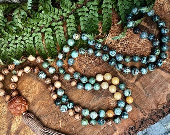 African turquoise mala necklace / Mala beads 108/ 108 Mala beads / Boho mala necklace / Boho mala beads / 108 Mala necklace / 108 mala