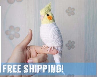 Crochet Cocatiel Toy Amigurumi Parrot EasterBird Lovebird Gift for Child Cockatiel stuffed animal Bird sculpture Plushies gift ideas