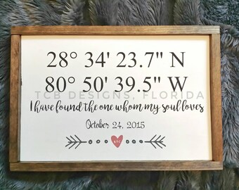 GPS Coordinates sign, Latitude and longitude sign, GPS Coordinates Gift, GPS Coordinates Wall Decor, wedding gift, housewarming gift