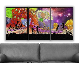 Rick and Morty Set of 3, Wall Art Decor, Rick and Morty Galaxy Print, Rick and Morty Art, Rick Morty Art Print, Rick and Morty Poster, Art