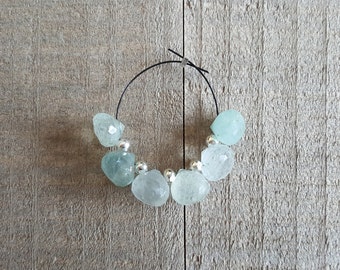 Aquamarine Faceted Onion Briolettes - Icy Light Blue - 6mm - 8mm - 6 pcs