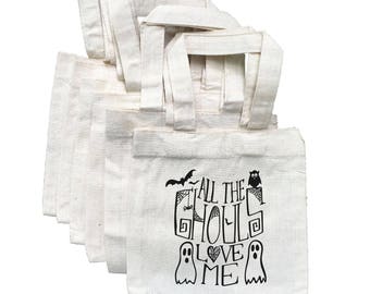 Halloween Party Favor Bags, Halloween Treat Bags, Halloween Bags, Halloween Ghost Bags, All The Ghouls Love Me, Party Favor Bags, Halloween