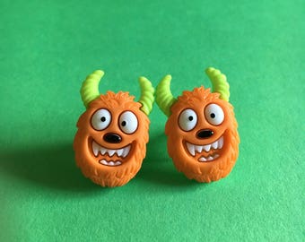 Orange Monster Earrings
