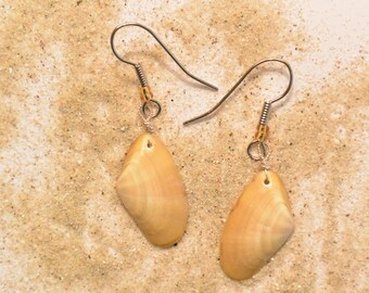 Brankigenn * beige and grey shell earrings