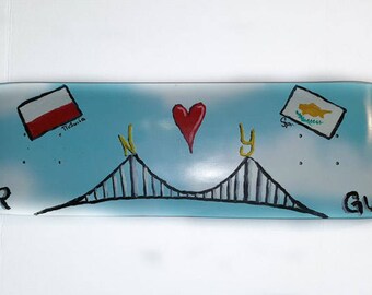 Handpainted skateboard deck art