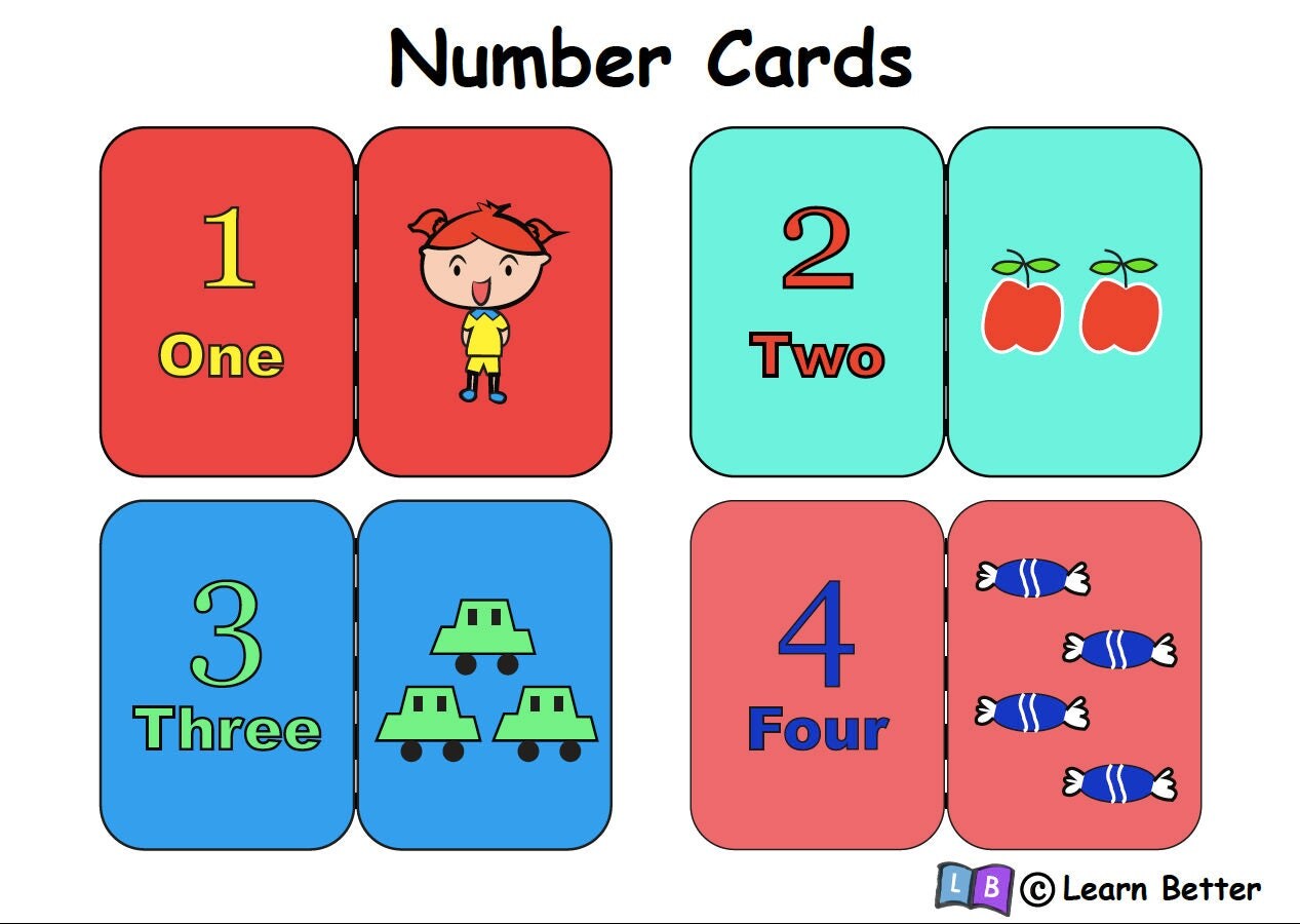 Number Cards for children learning the concepts of numbers and