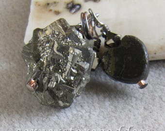 Pyrite "Fools Gold" Gemstone Pprotective Charm Zipper Pull by Cornerstoregoddess