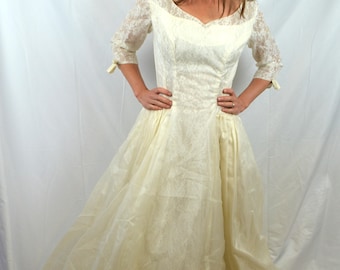 Vintage 60s 1960s EMMA DOMB Princess Bride Lace Renaissance Wedding Dress