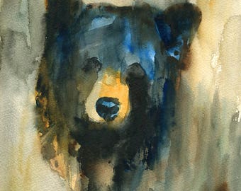 Bear Original watercolor painting 8x10inch