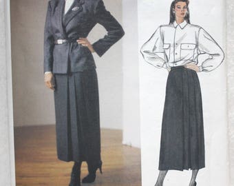 Size 14. bust 36" Vintage Vogue American Designer Sewing Pattern 1477 Ralph Lauren Jacket, Skirt and Blouse with Sew-in Label