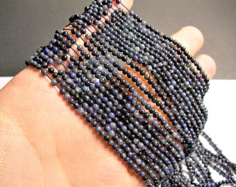 Dumortierite - 3 mm round beads -1 full strand - 133 beads - PG50