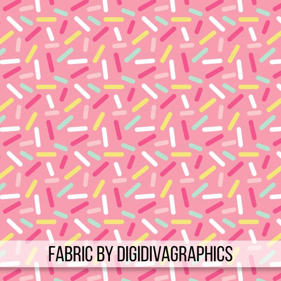 Pink Donut Sprinkles Fabric by the Yard Cute Dessert Ice