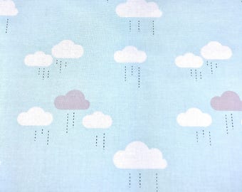 Clouds fabric, Baby blue raining clouds fabric by Riley Blake 100% cotton for Quilting and general sewing projects.