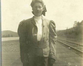 Vintage Photo "Waiting for the 4pm Train" Snapshot Antique Black White Photograph Found Paper Ephemera Vernacular Interior Design Mood - 83