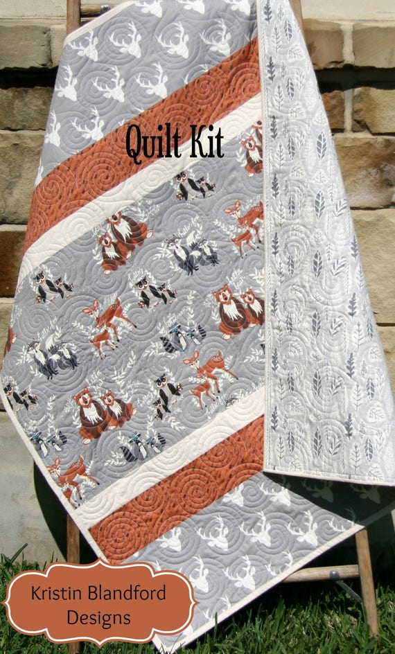 Woodland Quilt Kit Baby Boy DIY Project Forest Animals