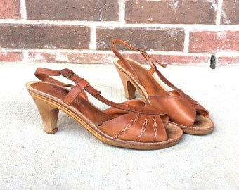 Wood heel sandals | Etsy
