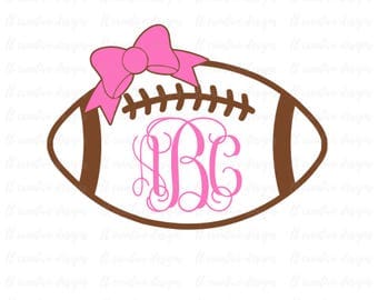 Football Monogram SVG With Bow, Football SVG, SVG Files, Sports Svg, Eps Files, Silhouette Files, Cricut Files
