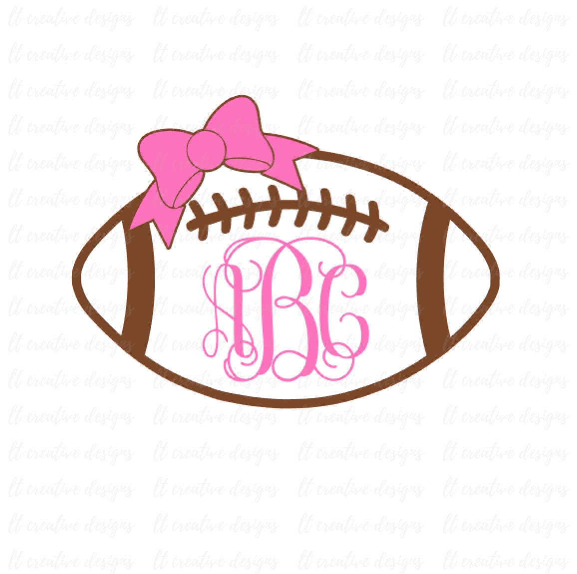 Download Football Monogram SVG With Bow Football SVG SVG Files