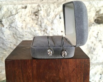 Art Deco Earrings Petite Dangle Earrings Vintage White Rhinestone Earrings Sterling Silver Drop Flapper Earrings Vintage Jewelry