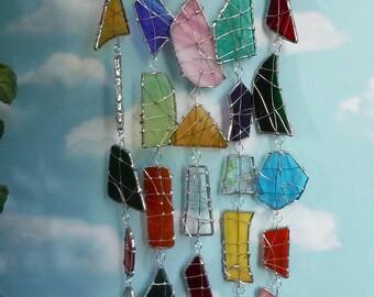 Dragonfly Wind Chime with Stained Glass Chimes Outdoor Safe