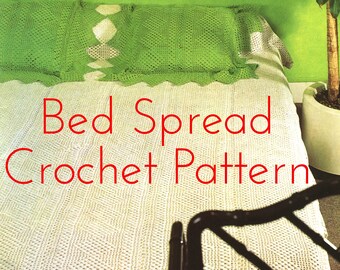 Diamond Bed Spread + Pillows • 1970s Crochet Blanket Patterns • Vintage 70s Pattern