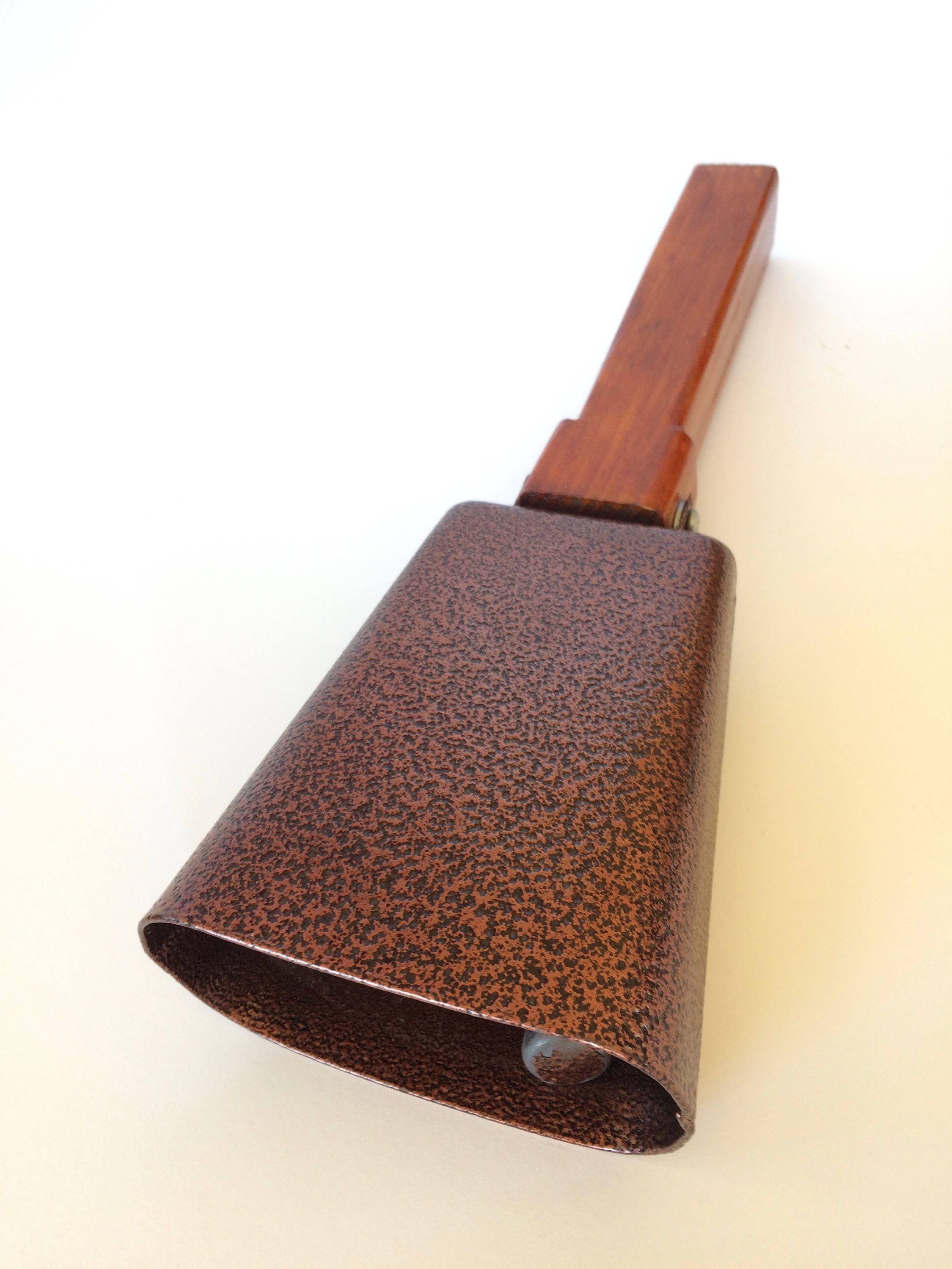 Copper Cowbell Cow Bell with Wood Handle Dinner Bell Football