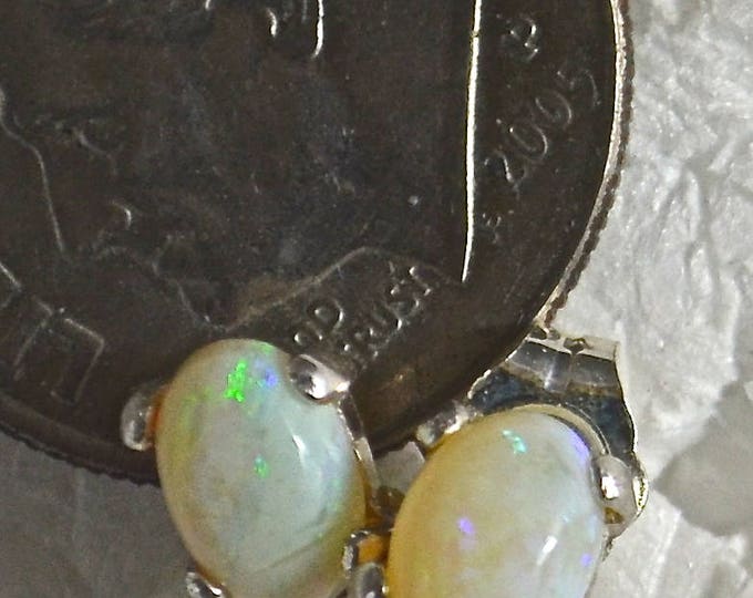 Solid Opal Studs, 6x4mm oval, Set in Sterling Silver E1100