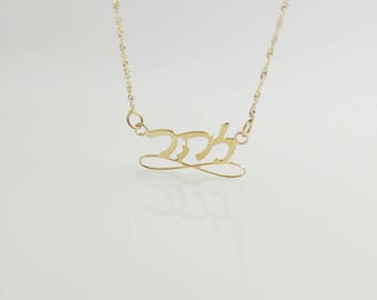 14k gold Hebrew name necklace. gold name infinity necklace. Gold personalized name necklaces. name necklace. Personalized jewelry. Gifts