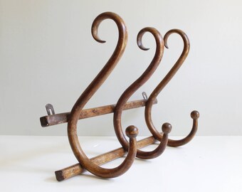 Thonet Antique Bentwood Coat Rack Hanging Hooks Made in Austria